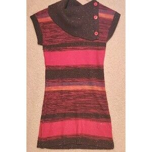 Love First Sight Sweater Dress Sleeveless Striped Girls Size Medium Cotton Blend